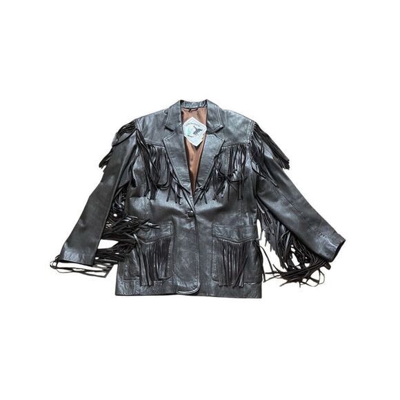 Vintage Fringe Leather Jacket – Springwest Western Style – Small – Unisex - Picture 1 of 5